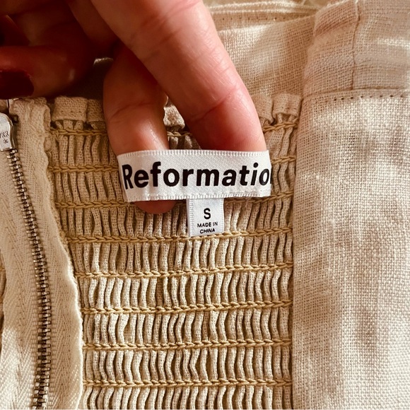 Reformation Tana Linen Dress in Cream - Picture 7 of 8